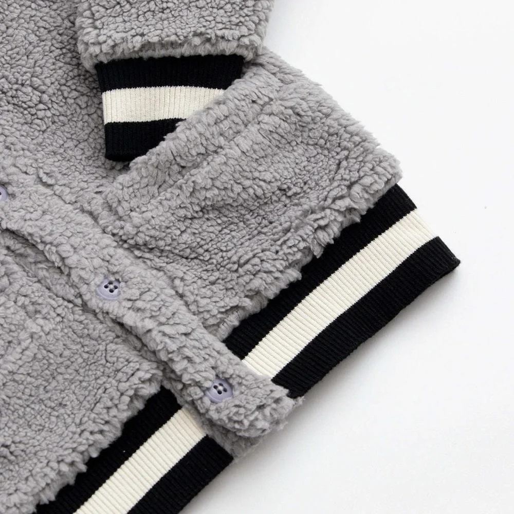 Monica + Andy Grey Sherpa Bomber Hooded Jacket, 3T, NWOT